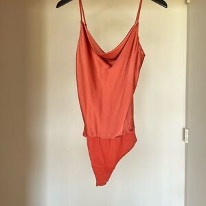 Intermix cowl neck bodysuit- coral